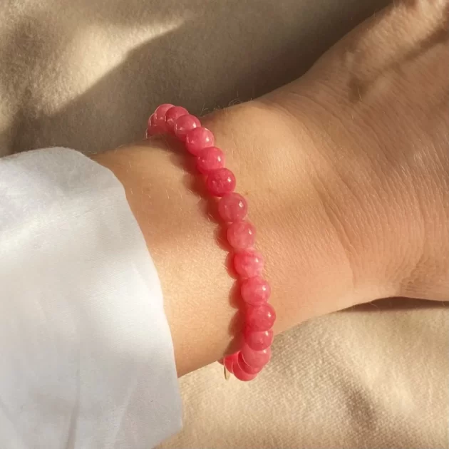 Viva magenta pink jade gemstone bracelet called pink